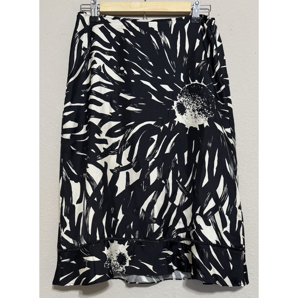 The Limited Silk Skirt Women's Size 4‎ Black & Cream Floral Geometric Artsy
